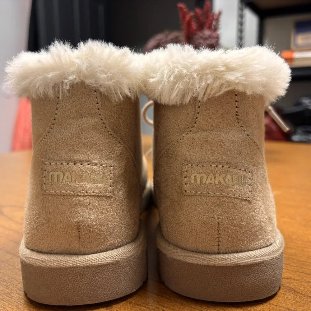 Makalu Faux Suede Fur-Lined Ankle Boots Lace-Up Women's size 7.5 regular - Picture 4 of 7